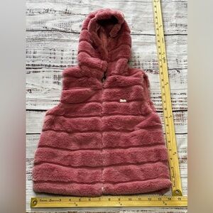 Girls DKNY Fuzzy Hooded Vest